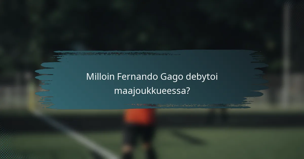 Milloin Fernando Gago debytoi maajoukkueessa?