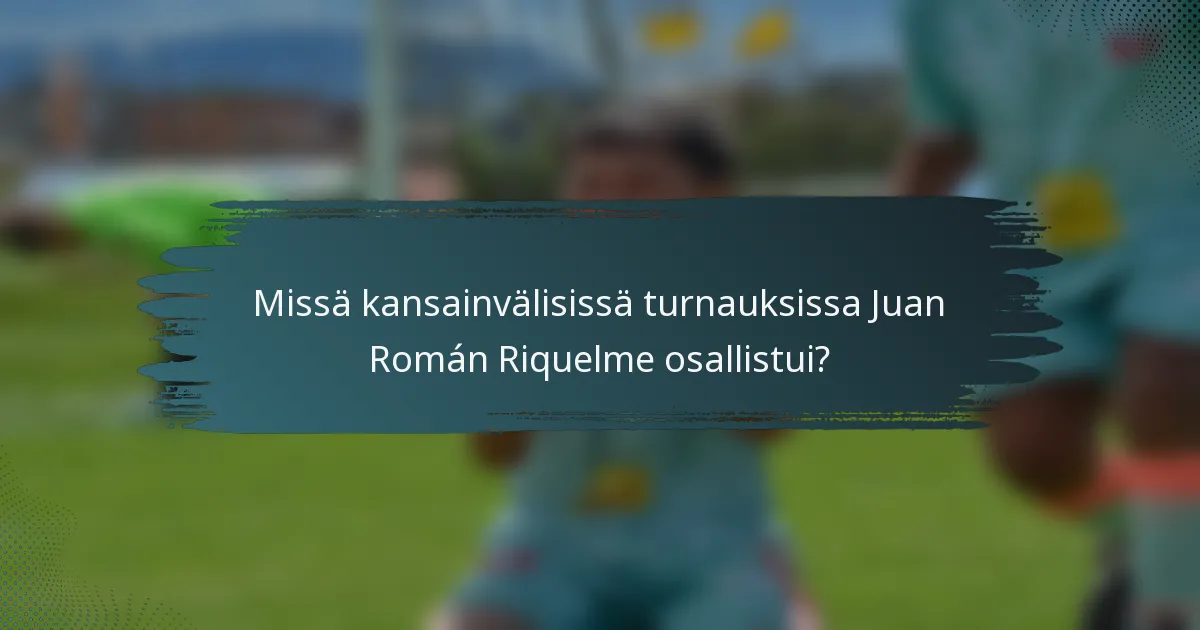 Missä kansainvälisissä turnauksissa Juan Román Riquelme osallistui?