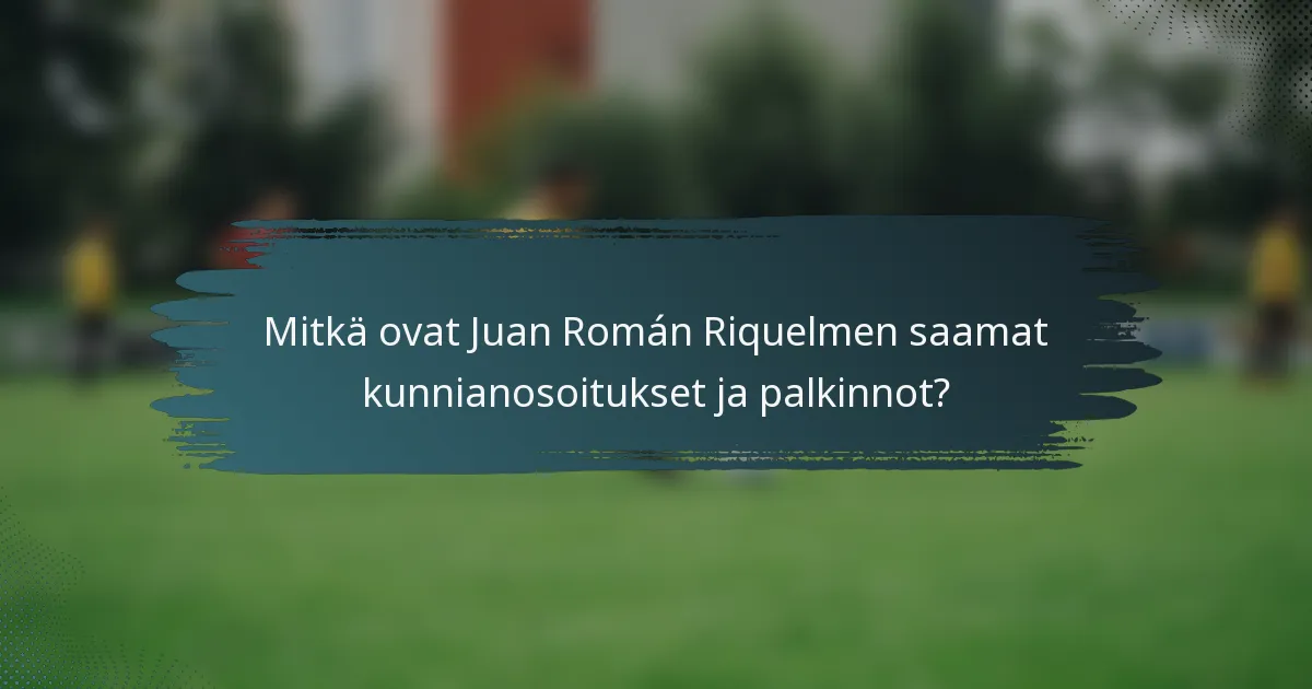 Mitkä ovat Juan Román Riquelmen saamat kunnianosoitukset ja palkinnot?